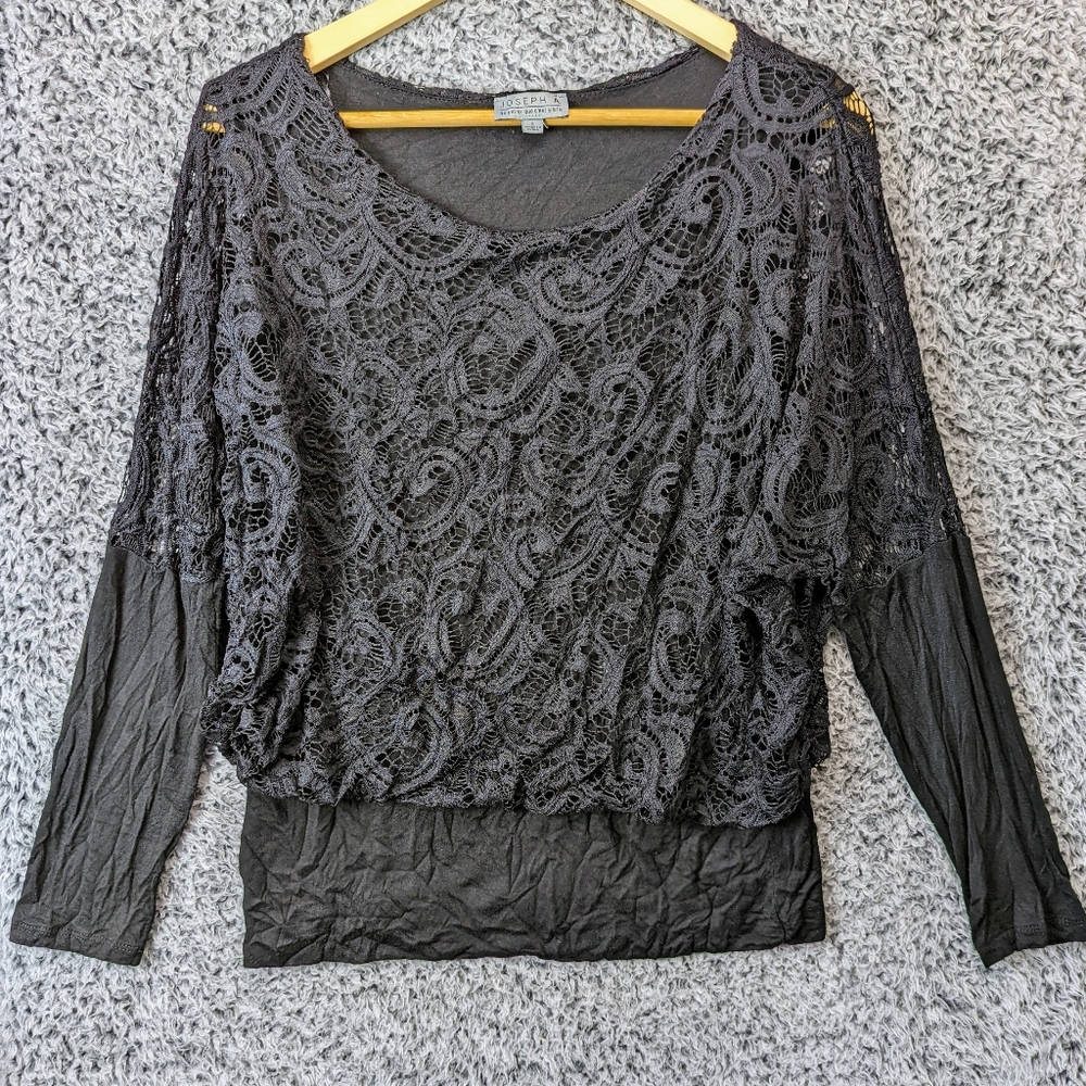 Joseph A Women's Laced Up Black Long Sleeve Shirt Lot of 3 Size large